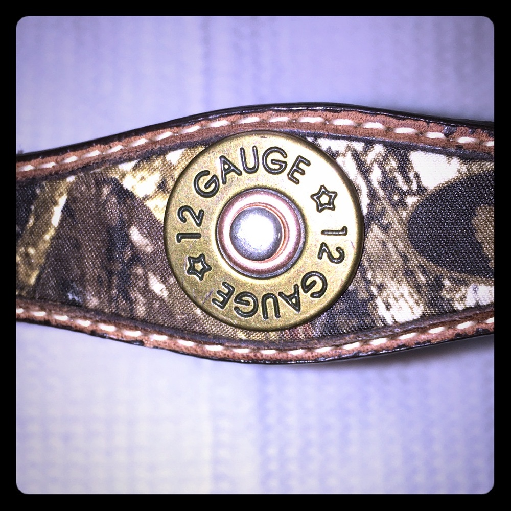 12 gage shell design genuine leather belt